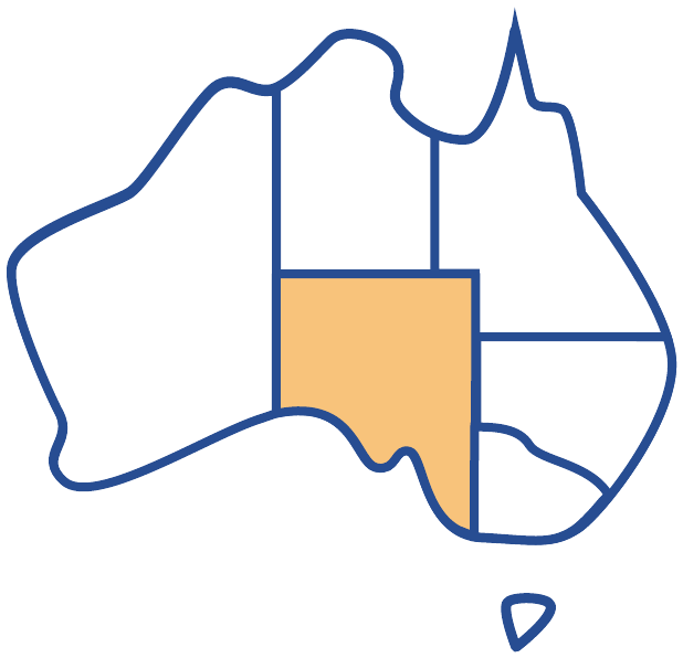 Map of Australia highlighting South Australia