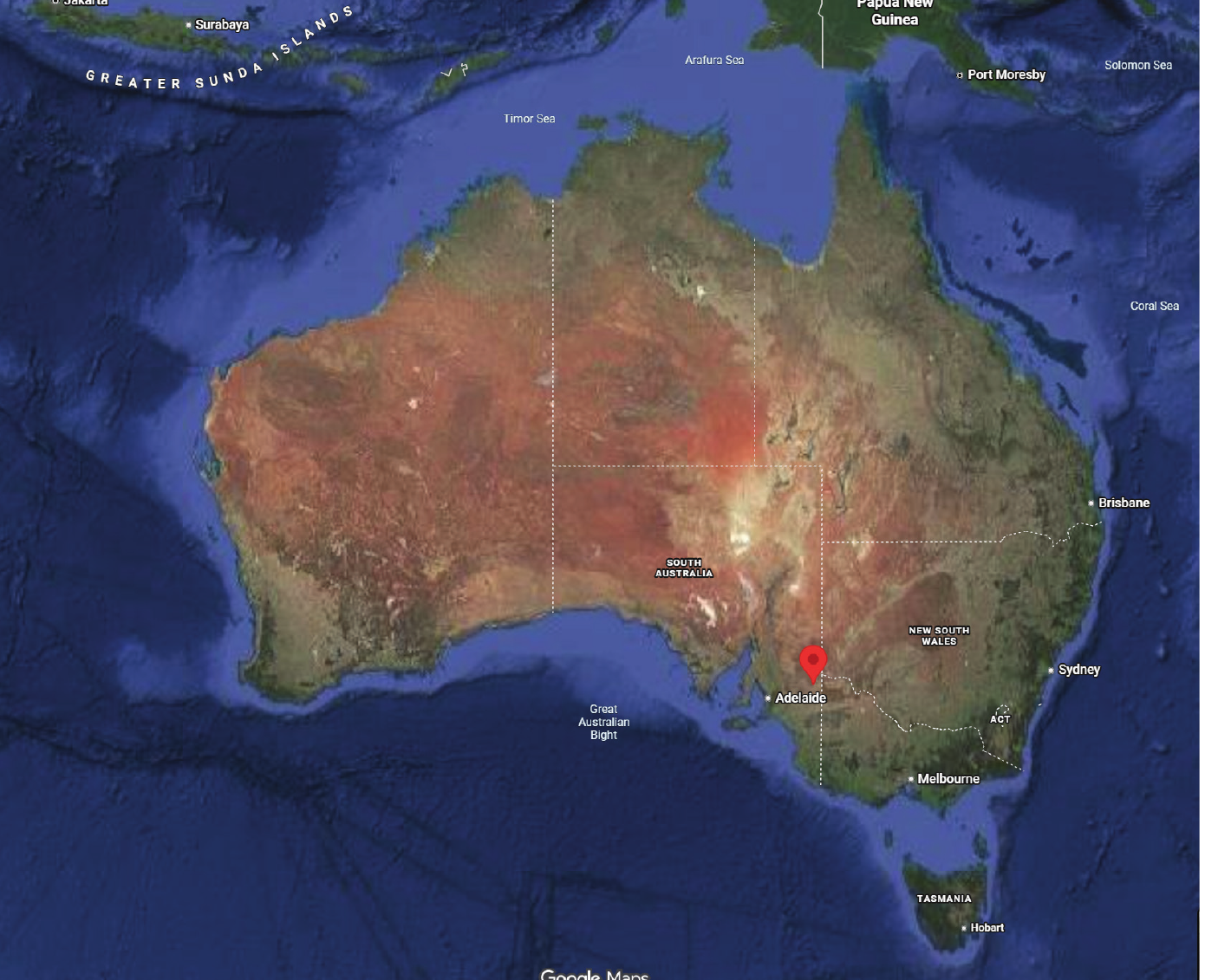 Map of Australia marking Ingy's citrus orchards in South Australia's Riverland region